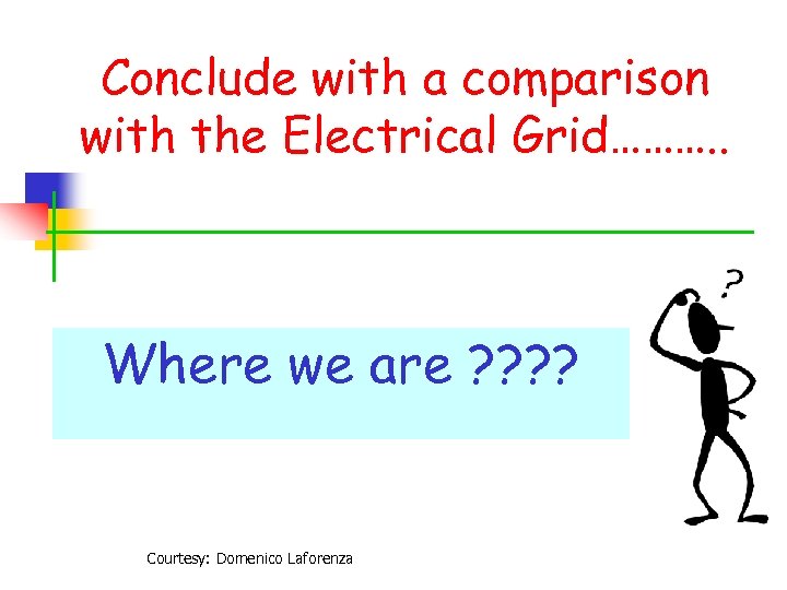 Conclude with a comparison with the Electrical Grid………. . Where we are ? ?