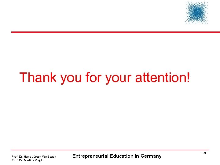 Thank you for your attention! Prof. Dr. Hans-Jürgen Weißbach Prof. Dr. Martina Voigt Entrepreneurial