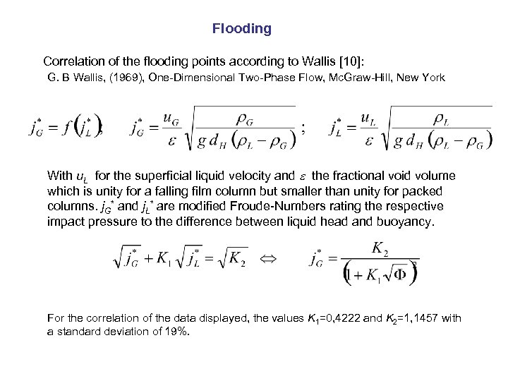 Flooding Correlation of the flooding points according to Wallis [10]: G. B Wallis, (1969),