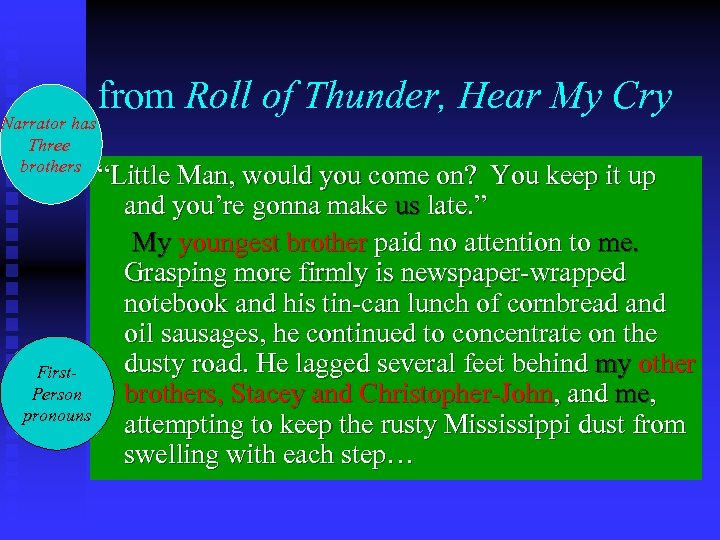 Narrator has Three brothers from Roll of Thunder, Hear My Cry “Little Man, would