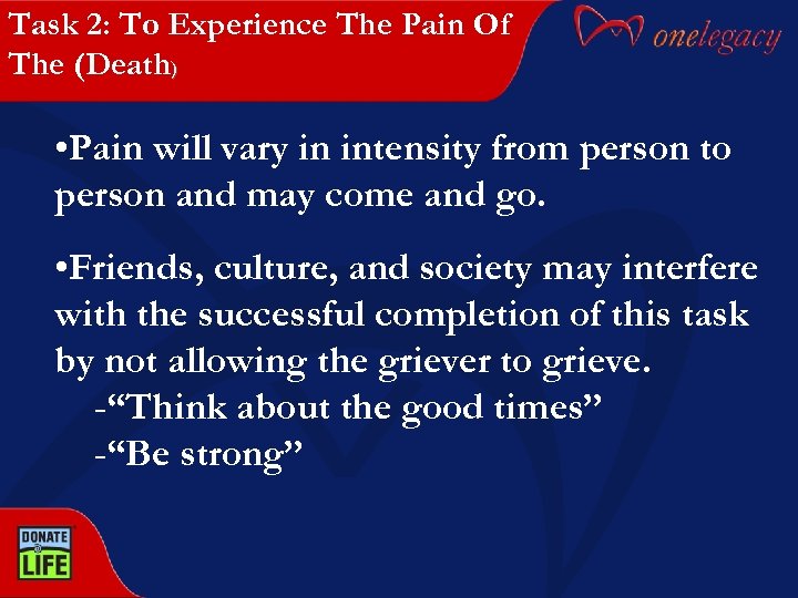 Task 2: To Experience The Pain Of The (Death) • Pain will vary in
