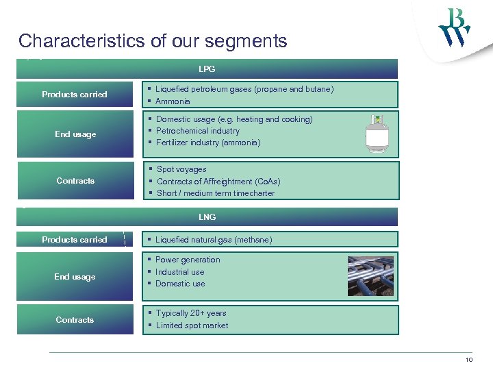 Characteristics of our segments LPG Products carried § Liquefied petroleum gases (propane and butane)