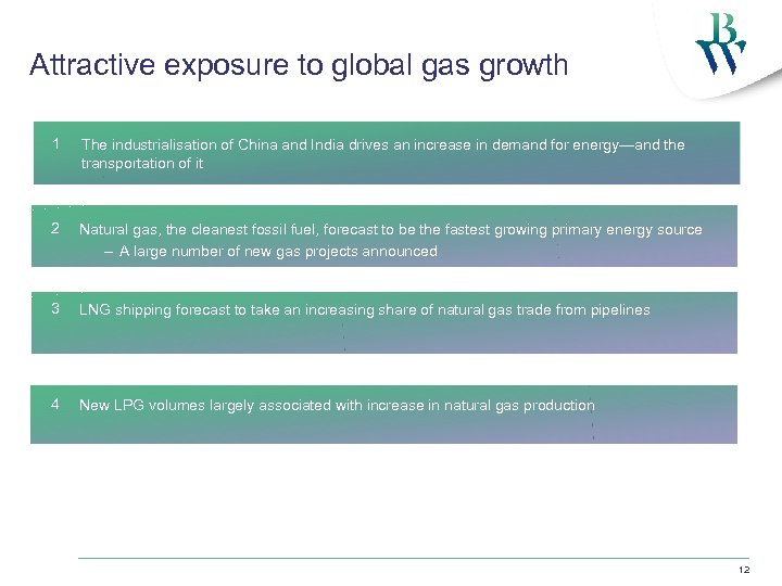 Attractive exposure to global gas growth 1 The industrialisation of China and India drives