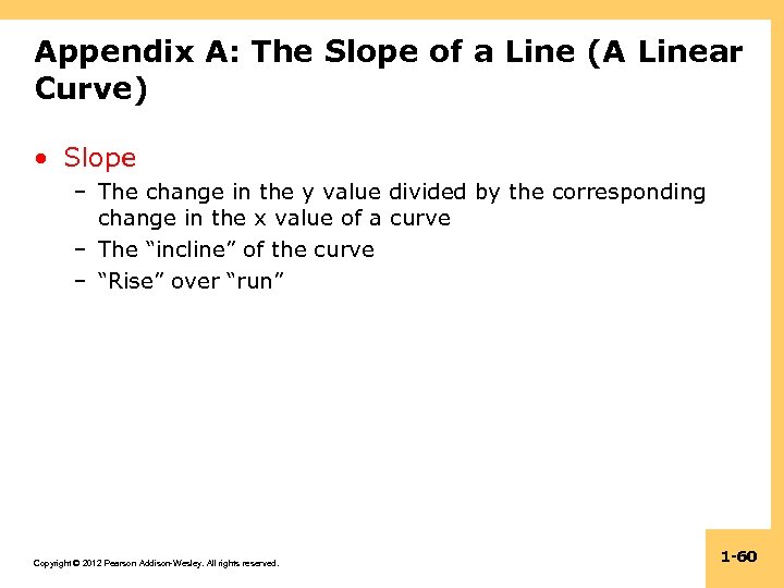 Appendix A: The Slope of a Line (A Linear Curve) • Slope – The