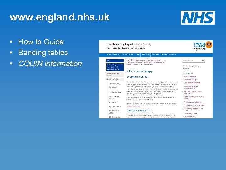 www. england. nhs. uk • How to Guide • Banding tables • CQUIN information