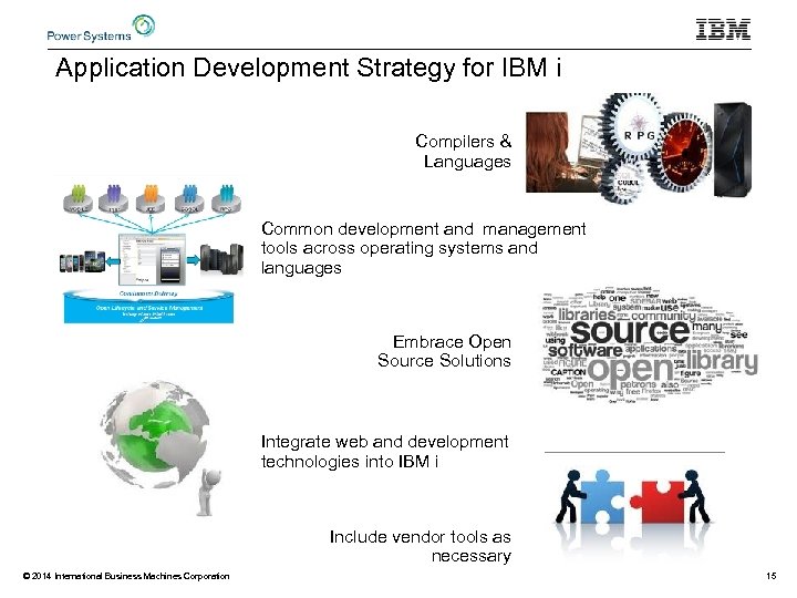 Application Development Strategy for IBM i Compilers & Languages Common development and management tools