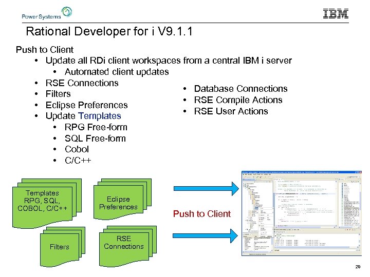 Rational Developer for i V 9. 1. 1 Push to Client • Update all