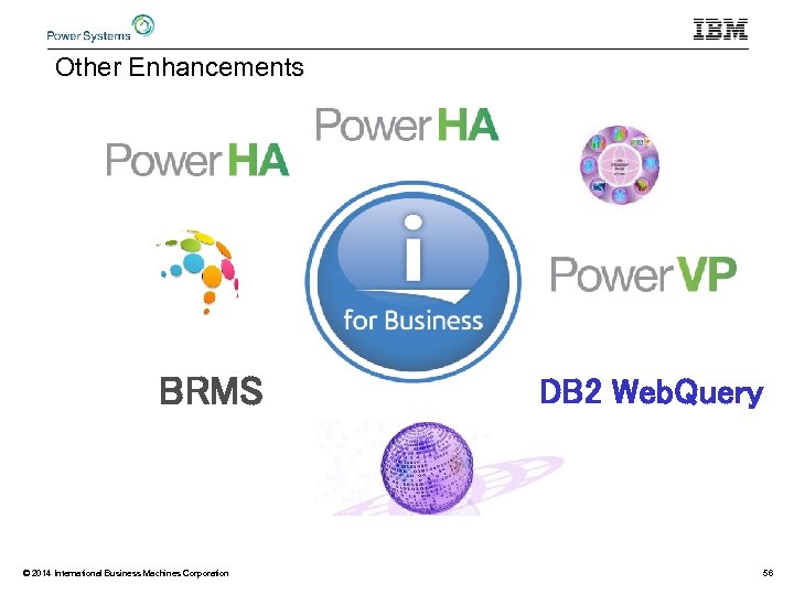 Other Enhancements BRMS © 2014 International Business Machines Corporation DB 2 Web. Query 56
