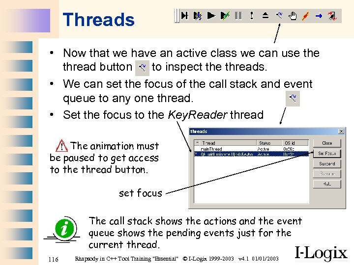Threads • Now that we have an active class we can use thread button