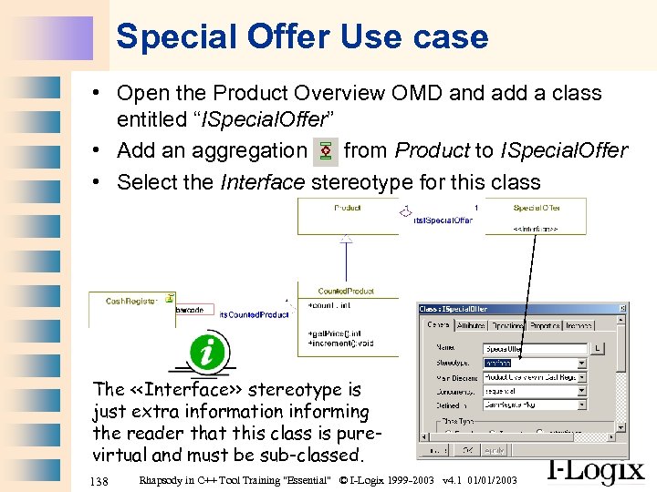 Special Offer Use case • Open the Product Overview OMD and add a class