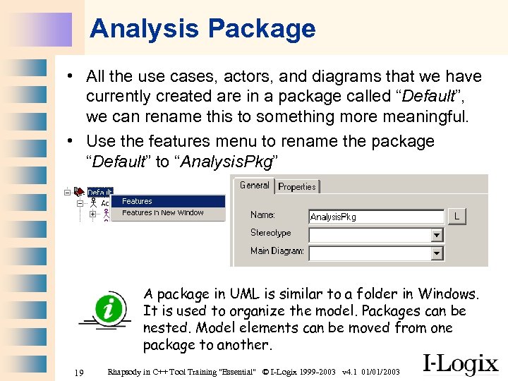 Analysis Package • All the use cases, actors, and diagrams that we have currently