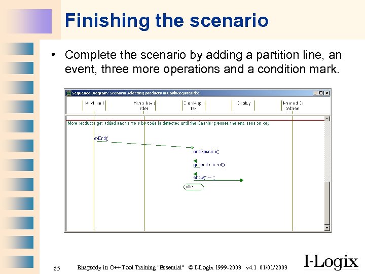 Finishing the scenario • Complete the scenario by adding a partition line, an event,