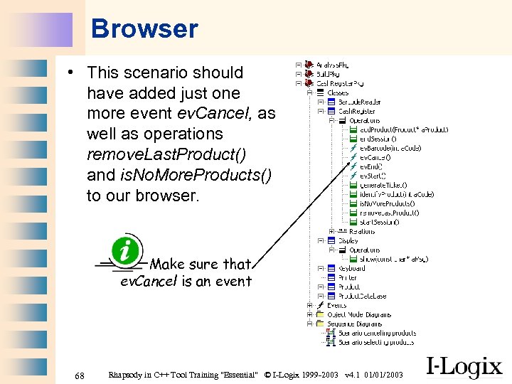 Browser • This scenario should have added just one more event ev. Cancel, as