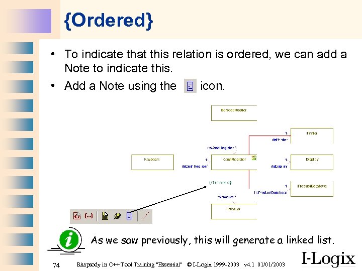 {Ordered} • To indicate that this relation is ordered, we can add a Note