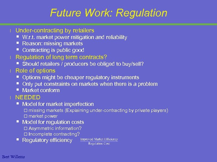 Future Work: Regulation l l Under-contracting by retailers § § § W. r. t.