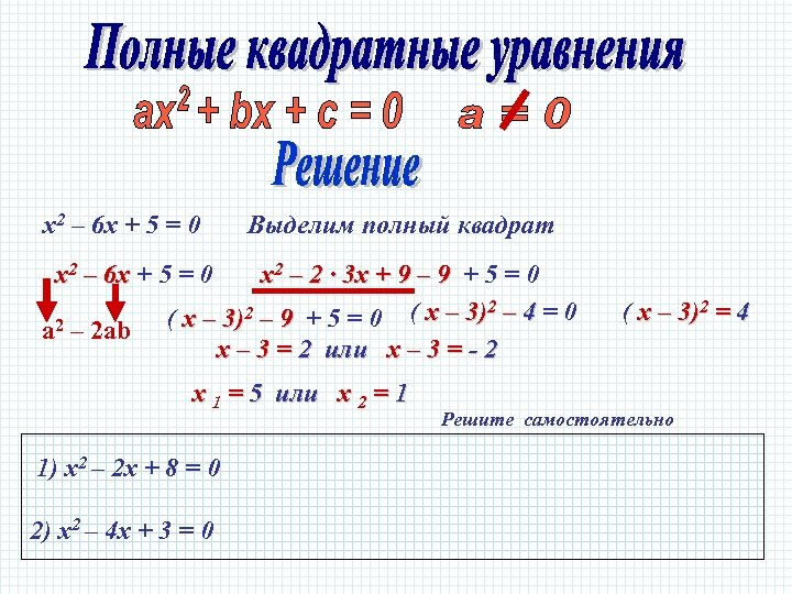 Полный квадрат. Форма полного квадрата. Выдели полный квадрат x2+6x+5. Как выделить полный квадрат в квадратном уравнении.