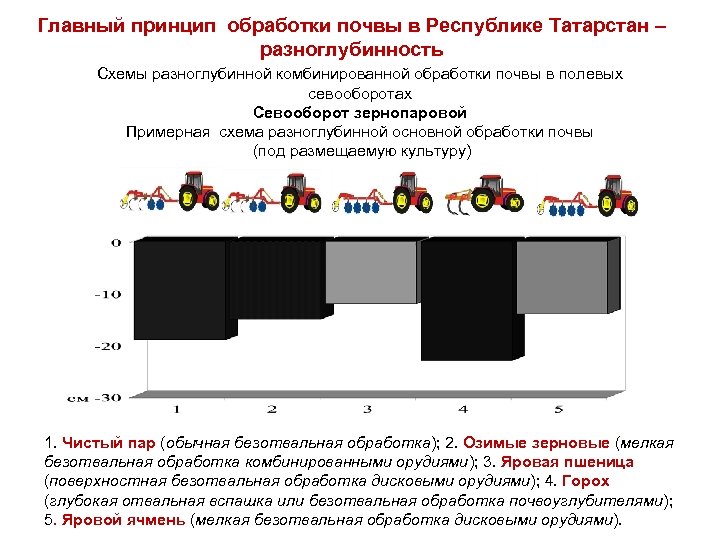 Главный принцип обработки почвы в Республике Татарстан – разноглубинность Схемы разноглубинной комбинированной обработки почвы