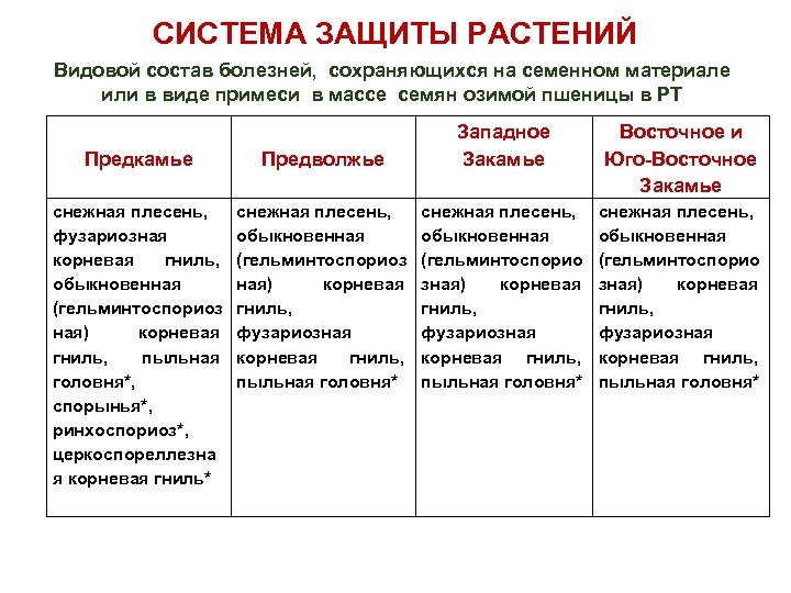 СИСТЕМА ЗАЩИТЫ РАСТЕНИЙ Видовой состав болезней, сохраняющихся на семенном материале или в виде примеси
