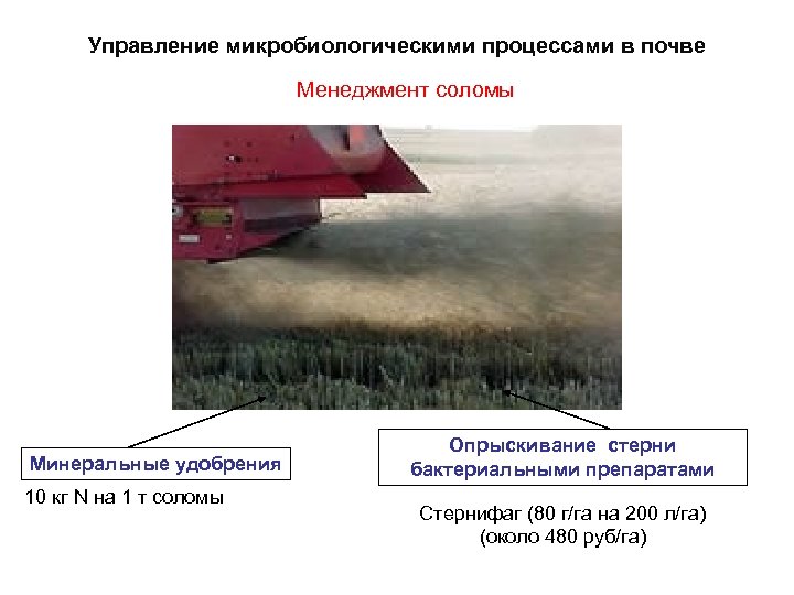 Управление микробиологическими процессами в почве Менеджмент соломы Минеральные удобрения 10 кг N на 1