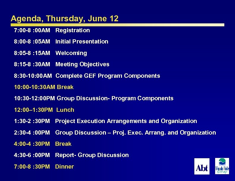 Agenda, Thursday, June 12 7: 00 -8 : 00 AM Registration 8: 00 -8