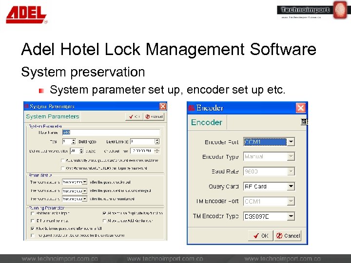 Adel Hotel Lock Management Software System preservation System parameter set up, encoder set up