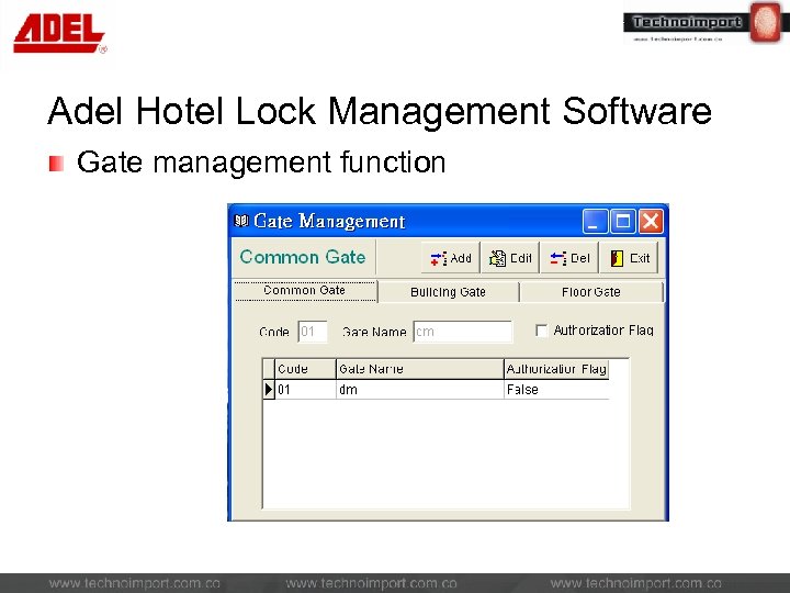Adel Hotel Lock Management Software Gate management function 