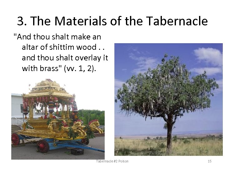 3. The Materials of the Tabernacle "And thou shalt make an altar of shittim