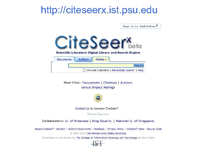 http: //citeseerx. ist. psu. edu 