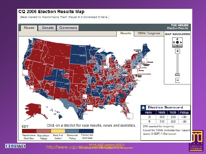 APHA 2007 Session 5102. 0 http: //www. cqpolitics. com/06 map. html Community Health Planning