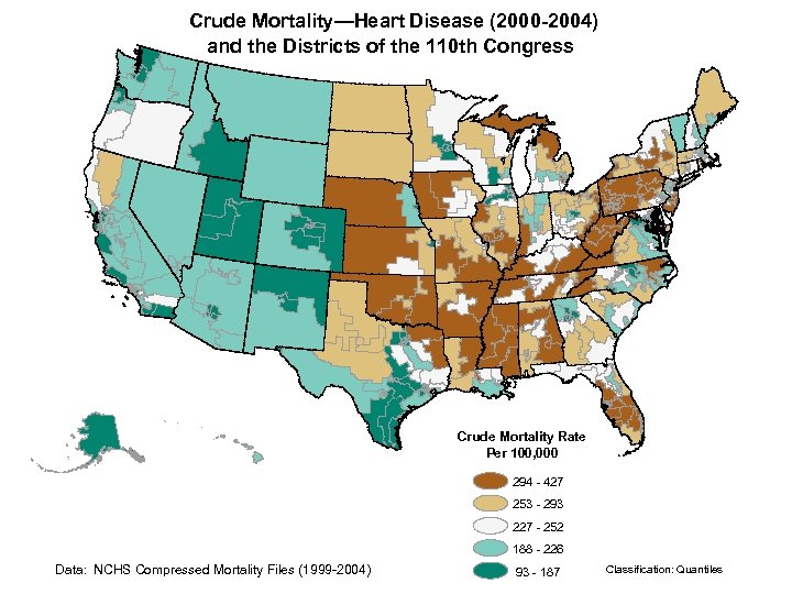 Crude Mortality—Heart Disease (2000 -2004) and the Districts of the 110 th Congress Crude