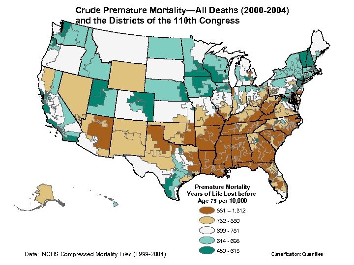 Crude Premature Mortality—All Deaths (2000 -2004) and the Districts of the 110 th Congress