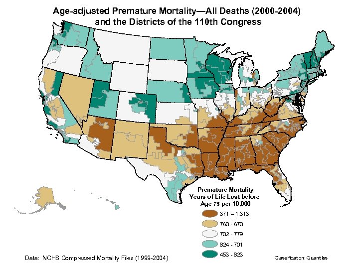 Age-adjusted Premature Mortality—All Deaths (2000 -2004) and the Districts of the 110 th Congress