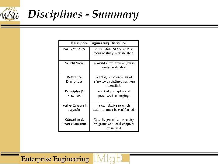 Disciplines - Summary Enterprise Engineering 