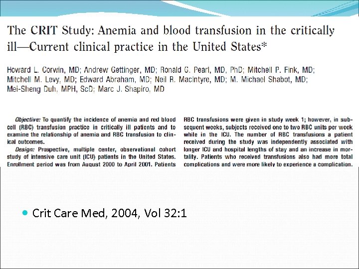  Crit Care Med, 2004, Vol 32: 1 