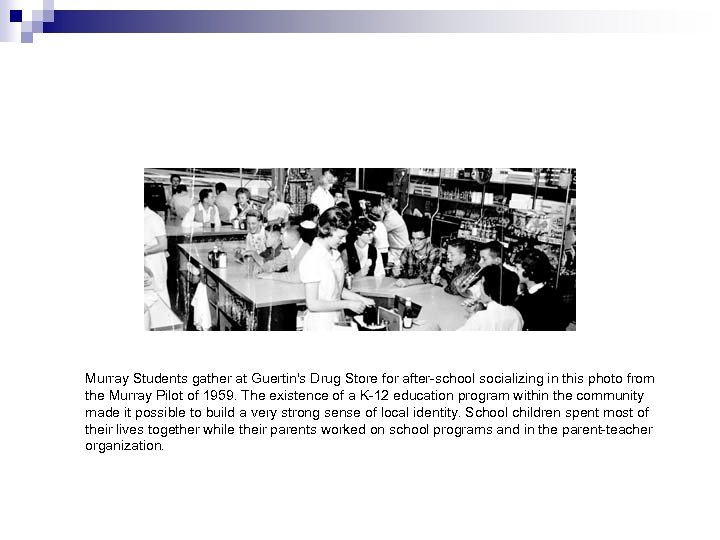 Murray Students gather at Guertin's Drug Store for after-school socializing in this photo from