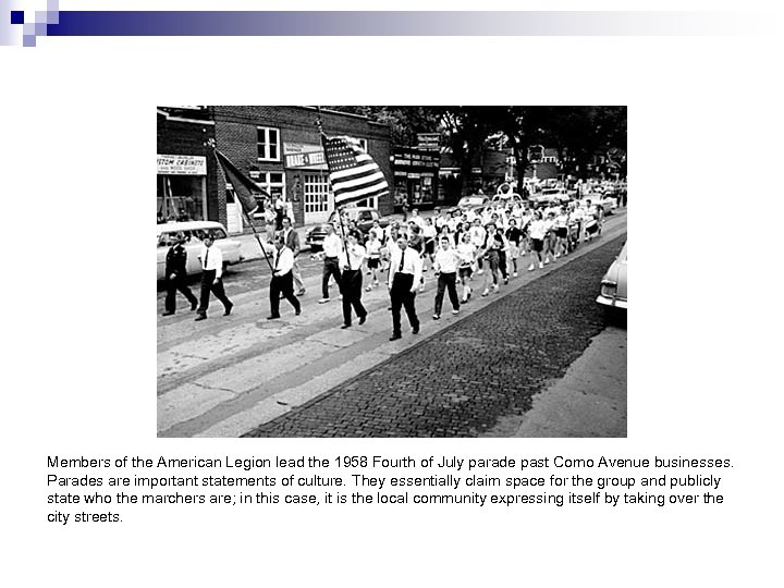Members of the American Legion lead the 1958 Fourth of July parade past Como