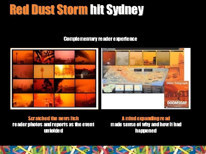 Red Dust Storm hit Sydney Complementary reader experience Scratched the news itch reader photos