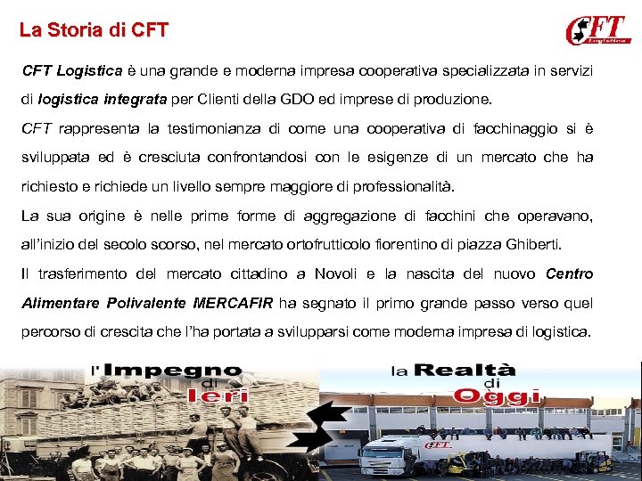 La Storia di CFT Logistica è una grande e moderna impresa cooperativa specializzata in