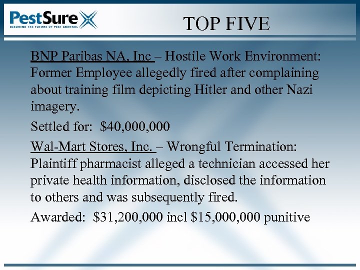 TOP FIVE BNP Paribas NA, Inc – Hostile Work Environment: Former Employee allegedly fired