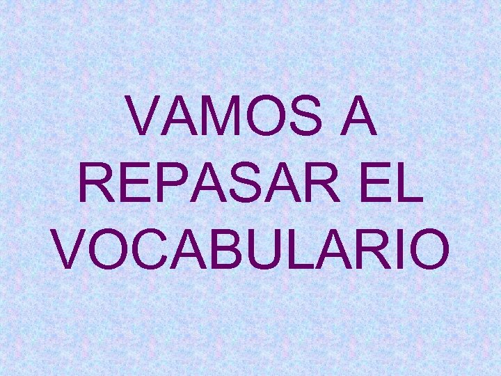 VAMOS A REPASAR EL VOCABULARIO 