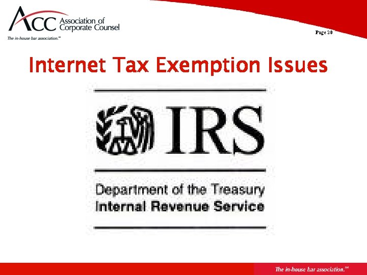 Page 20 Internet Tax Exemption Issues 