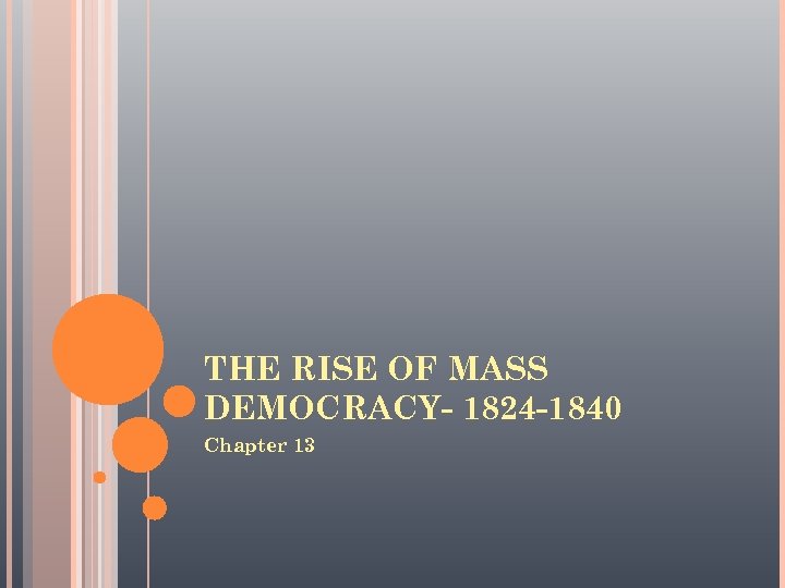 THE RISE OF MASS DEMOCRACY- 1824 -1840 Chapter 13 