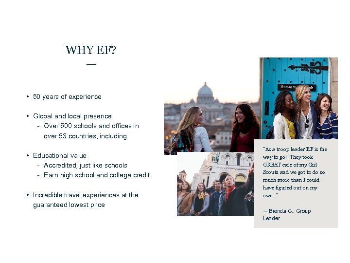 WHY EF? • 50 years of experience • Global and local presence Over 500