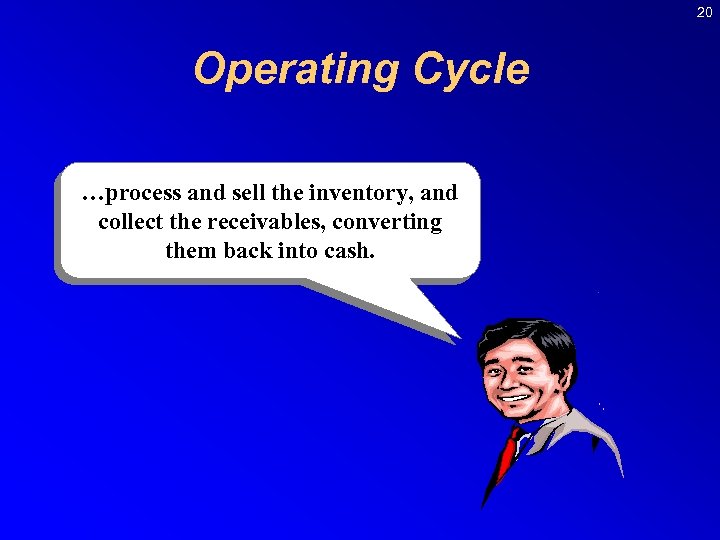 20 Operating Cycle …process and sell the inventory, and collect the receivables, converting them