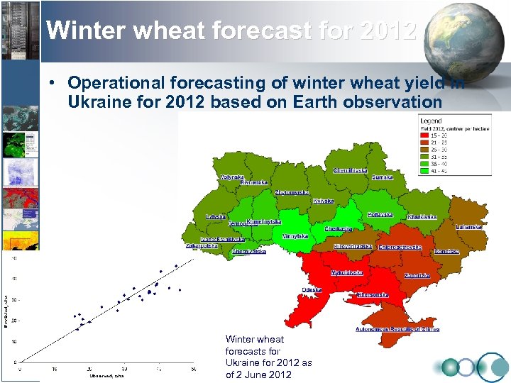 Winter wheat forecast for 2012 • Operational forecasting of winter wheat yield in Ukraine