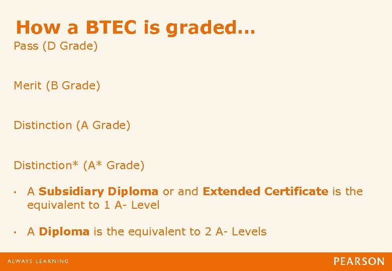 How a BTEC is graded… Pass (D Grade) Merit (B Grade) Distinction (A Grade)