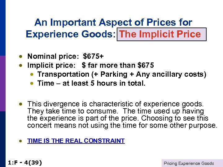 An Important Aspect of Prices for Experience Goods: The Implicit Price · Nominal price: