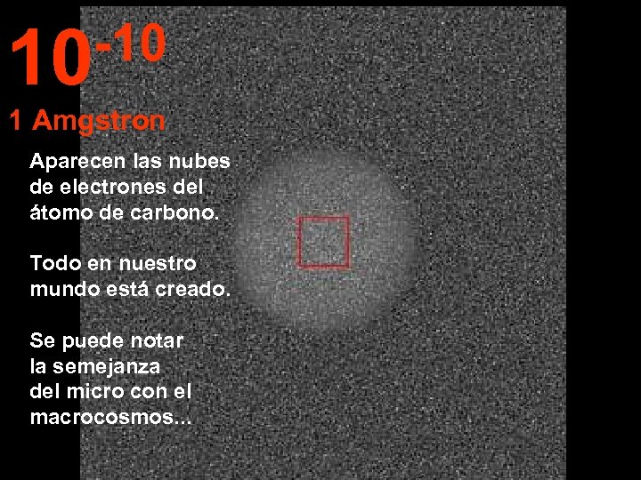 -10 10 1 Amgstron Aparecen las nubes de electrones del átomo de carbono. Todo