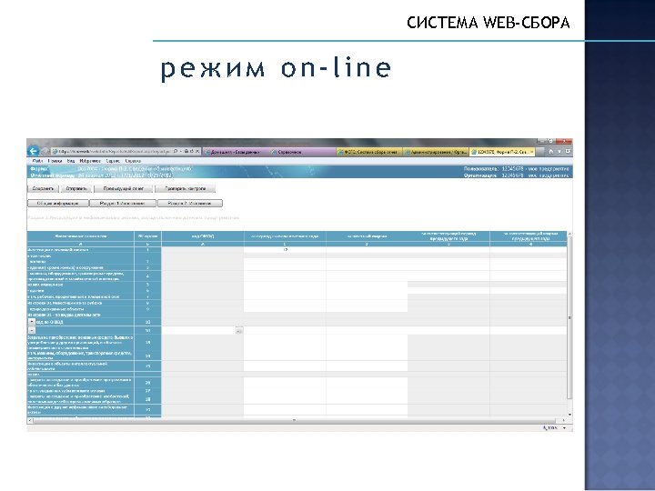 СИСТЕМА WEB-СБОРА режим on-line 