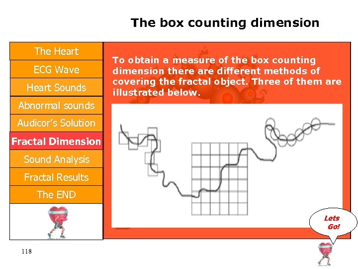 The box counting dimension The Heart ECG Wave Heart Sounds To obtain a measure